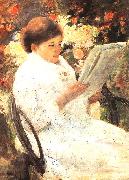 Mary Cassatt Woman Reading in a Garden oil painting reproduction